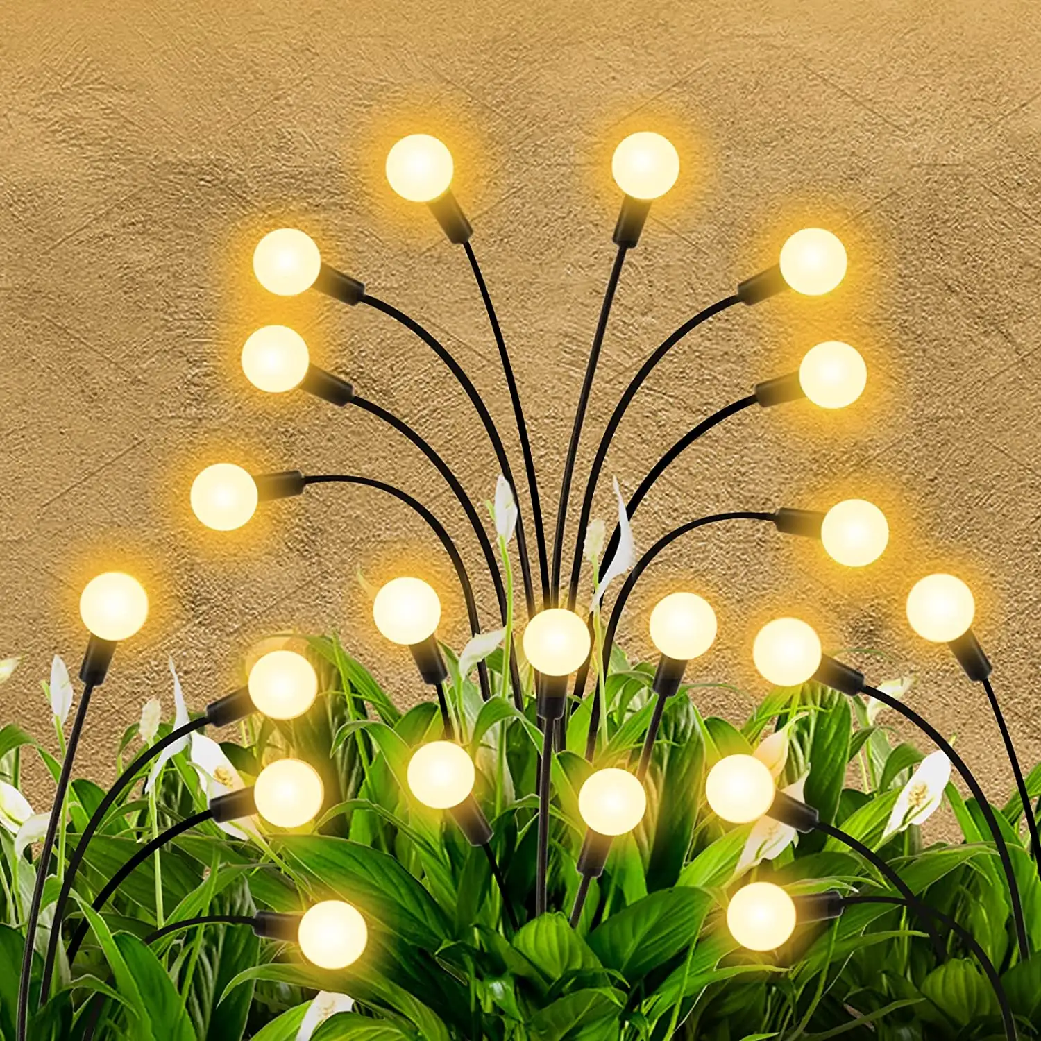 LED Solar Lawn Lamp Dandelion Outdoor Impermeável RGB Starburst Solar Firefly Garden Lights