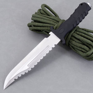سكين بووي تكتيكي من الفولاذ المقاوم للصدأ بنصل ثابت كامل الطول للتخييم والبقاء على قيد الحياة في الهواء الطلق مع غمد نايلون - Product Image 3