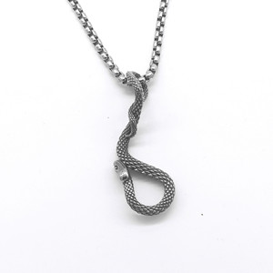 Collar con Colgante de Serpiente de Acero Inoxidable, Unisex, Forma de Animal, Joyería Retro del Zodiaco, Diseño Minimalista, Estilo Europeo Americano - Product Image 1