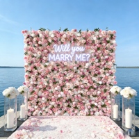 Großhandel 3D 5D Aufrollbare Blumenwand aus Seide – Künstliche Rosa Rosen und Weiße Blumenwand als Luxuriöser Dekorationshintergrund