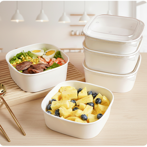 Tazones Cuadrados Personalizados de 360ml-1000ml con Tapas, Platos de Papel para Comida Caliente, para Servicios de Catering y Tiendas de Alimentos - Product Image 1