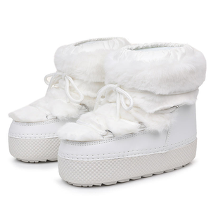 Bottines d'hiver imperméables à plateforme doublées de <span class=keywords><strong>fourrure</strong></span> pour femmes, à lacets, plusieurs options de couleurs - Product Image 3