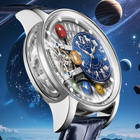 Montre mécanique squelette Zodiaque des Douze Signes pour Homme, Système Solaire Planétaire, Automatique, Creuse, Luxe, Haute Qualité, Cristal, Étanche