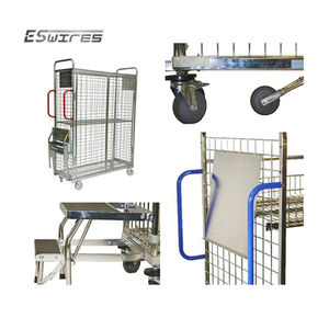 Đóng Mở Hậu Cần Giao Thông Vận Tải Có Thể Điều Chỉnh Kệ 5 Bánh Xe Dây Lưới Kim Loại Thép Đa Chức Năng Di Chuyển Tay Xe Đẩy Xe Đẩy - Product Image 4