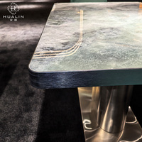 Table à manger de style moderne HUALIN pour restaurants, table à manger commerciale personnalisée en pierre frittée, meubles de salle à manger