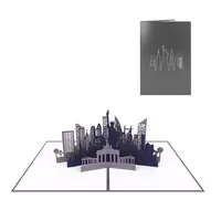 주문 레이저 커트 3D 도시 실루엣 기념품 생일 선물 건물 팝업 카드