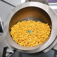 Commerciële olie popcornmachine gas 50 kg/uur ball butterfly popcornmaker karamel fruit zoute smaak voor snackfabriek