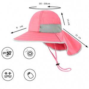Sombrero de Pescador Infantil Ajustable de Poliéster de Secado Rápido con Dibujos Animados, Casual, para Exteriores, Senderismo, Impermeable, con Cordón - Product Image 6