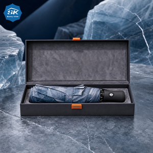 Parapluie pliant automatique 3 sections, motif glacier imprimé intégral, compact, coupe-vent, parapluie de pluie, design personnalisé pour les voyages en extérieur - Product Image 6