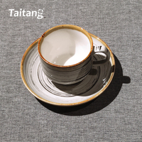 Ensemble de vaisselle en porcelaine durable de style minimaliste, tasses à café en céramique, soucoupes, vaisselle pour restaurant