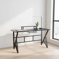 Vente en gros de table d'ordinateur de bureau de jeu en métal MDF RVB durable et écologique avec étagères pour mobilier d'arcade de bureau à domicile