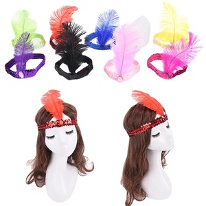 Lễ kỷ niệm Nguồn cung cấp bên lông headbands với cái mỏ pha lê sequin charleston Nguồn cung cấp bên hairband headpiece Đảng - Product Image 4