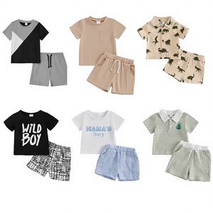 Ensemble de vêtements pour enfants en coton de classe A coréen, léger, fin, tenue décontractée d'été, 0-12 ans, kits mixtes unisexes - Product Image 1