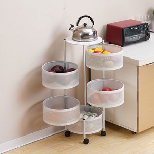 回転可能な<span class=keywords><strong>3</strong></span>/4/5層キッチン収納ラックホルダー野菜または果物収納用耐久性と省スペース - Product Image 5