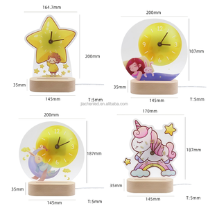 แผงไม้อะคริลิครูปตัว<span class=keywords><strong>การ์ตูน</strong></span> LED แสดงแสงยูวีอะคริลิคโคมไฟกลางคืนพร้อม<span class=keywords><strong>นาฬิกา</strong></span> - Product Image 6