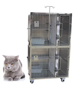 Desain baru populer kandang hewan bergerak baja tahan karat untuk kandang kombinasi hewan medis hewan peliharaan kucing