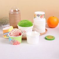 Récipients à dessert pour congélateur Récipient à dessert biodégradable jetable écologique avec cuillère Gobelets en papier pour crème glacée personnalisables