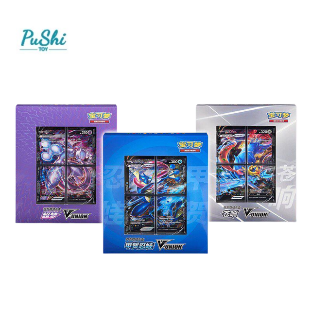 Chinese Pokemoned  V UNION Trading Cards Pokemoned Tcg Connected Quartet Gift Box Zacian / Greninja / Mewtwo Set Booster Box