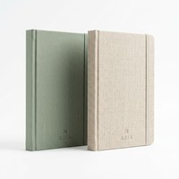 Bande élastique en tissu de lin avec logo personnalisé en relief pour carnet à spirale à couverture rigide de marque professionnelle (couleurs personnalisées)