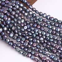 Perles d'eau douce baroques de 6 mm, teintes en noir, qualité AAA, haute brillance, perles cultivées naturelles, perles en vrac, bracelet, collier, DIY