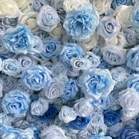 Mur de fleurs 5D 3D blanc et bleu enroulable, panneau mural de fleurs artificielles en soie pour décoration de mariage, toile de fond murale de fleurs