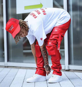 Мужские брюки-карго высокого качества из искусственной кожи с несколькими карманами - Product Image 4