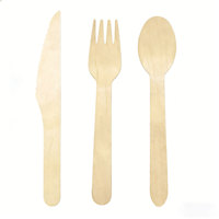 Ensemble de couverts jetables en bois naturel, vaisselle compostable pour les mariages et la restauration zéro déchet