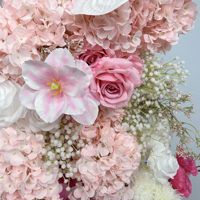 Arche de fleurs artificielles en soie rose, faite à la main, ultra-réaliste, en forme de corne de taureau, douce et écologique, pour mariage et fête des Mères