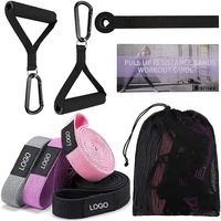 Cinta elástica de algodón con Logo personalizado para entrenamiento, conjunto de lazo de 2M de largo para Yoga y ejercicio con asa