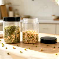Pot en plastique PET transparent en gros, couvercle à vis multicolore, boîte ronde vide personnalisable pour l'emballage de bonbons, noix, biscuits et snacks