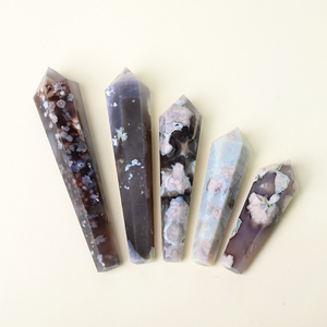 หินอาเกตธรรมชาติขัดเงาทรงหกเหลี่ยมลายดอกไม้แบบใหม่สำหรับตกแต่ง - Product Image 4