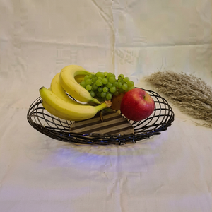 <b>Round</b> Metal Fruit <b>Basket</b> Iron <b>Storage</b> Container Durable Simple Design Kitchen Use Single Tier Welded Construction - Product Image 1