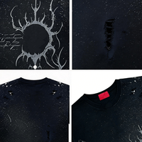 T-shirt unisexe de haute qualité, style américain, 280 g/m², tricoté, uni, rétro, déchiré, à manches courtes, coupe classique, personnalisé, homme
