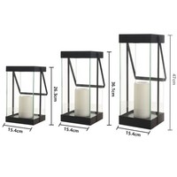 Lanterne solaire à bougie en verre métal rechargeable suspendue décorative pour mariage à l'extérieur