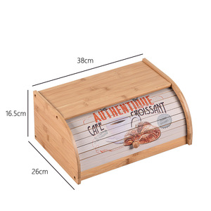 Bamboo Bread Box Small Cake <b>Storage</b> <b>Kitchen</b> Household Fresh Keeping Multifunctional Classic Design - Product Image 3