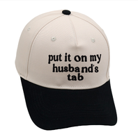 Casquette de baseball personnalisée OEM avec slogan brodé, bicolore, 6 panneaux, réglable, décontractée, unisexe, style papa, en velours de luxe
