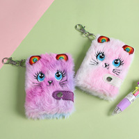 Nouvelle Arrivée, Carnet en Peluche Thème Chat de Dessin Animé avec Pendentif de Sac à Dos, Cadeau Festif pour Enfants, Fermeture Éclair