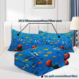 Ensemble <span class=keywords><strong>de</strong></span> literie pour enfants sur le thème <span class=keywords><strong>de</strong></span> l'océan 3 pièces-<span class=keywords><strong>Housse</strong></span> <span class=keywords><strong>de</strong></span> <span class=keywords><strong>couette</strong></span> personnalisable Tortue et <span class=keywords><strong>poisson</strong></span> avec taies d'oreiller Décoration sous-marine - Product Image 4