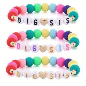 Lindo corazón chapado en oro pulsera con abalorios para hermana mayor y hermana pequeña-regalo de moda elástico - Product Image 1