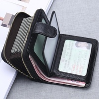 Portefeuille pour permis de conduire unisexe en cuir de vachette de première qualité, RFID, cuir véritable, anti-vol, fermeture éclair, multifonction, porte-cartes court