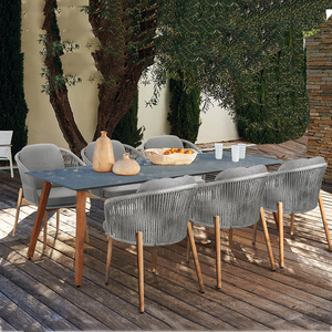 <span class=keywords><strong>Table</strong></span> de jardin rectangulaire moderne en teck noir massif avec plateau en verre pour hôtel, complexe hôtelier, jardin, café, salle à manger, <span class=keywords><strong>piscine</strong></span>, extérieur - Product Image 2