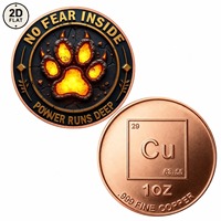 Pièce de monnaie en cuivre pur 999 de 1 once, personnalisée en gros, avec motif « No Fear Inside Power Runs Deep » et empreinte de patte lumineuse, pièce commémorative de collection