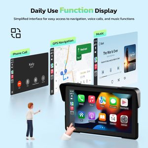 7 ''xách tay không dây Apple Carplay Android tự động cho xe máy IP67 HD <span class=keywords><strong>Monitor</strong></span> <span class=keywords><strong>GPS</strong></span> navigation Carplay xe máy màn hình - Product Image 4