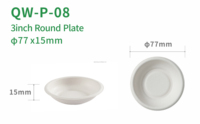 Assiettes jetables biodégradables rondes de 3 pouces en bagasse de canne à sucre, récipients pour soucoupes, vaisselle