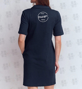 Camiseta Polo Lisa Bordada Personalizada, 180 g/m², Camisas Largas, Vestido Sexy con Cuello en V para Mujer, Vestido Camisero de Algodón para Mujer, Venta al Por Mayor - Product Image 2