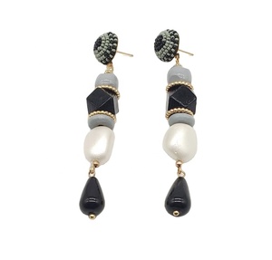 Cuentas de cristal de estilo bohemio para mujer, pendientes de cuentas de madera natural, pendientes largos colgantes, 4 colores, compra de un exportador de confianza - Product Image 1