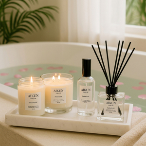 AIKUN Premium Quality Glass Soy Wax Long-Lasting Fireless Aromatherapy Glass <b>Reed</b> <b>Diffuser</b> Set for Home & Hotel - Product Image 2