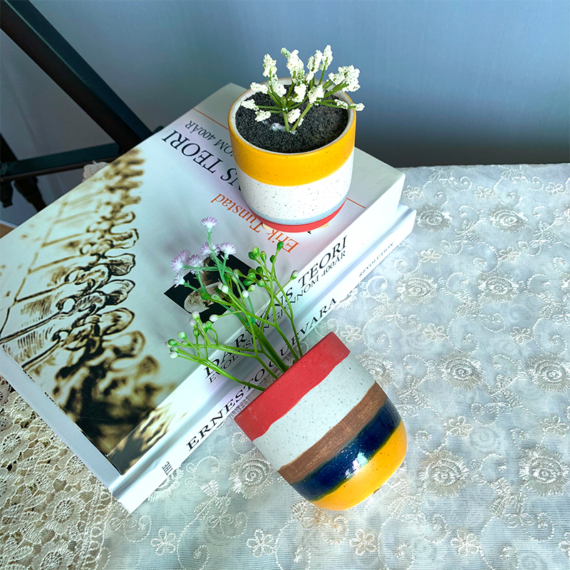 Мини цветной керамический Настольный цветочный горшок ручной росписи для украшения гостиной