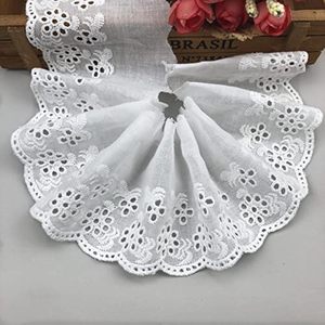 Tissu en dentelle brodée à œillets 100% coton blanc, largeur 5 cm, accessoires pour cheveux en dentelle - Product Image 1