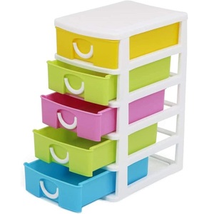 Cassettiera a Torre in Plastica con 5 Cassetti Colorati 16x22x25cm, Organizzatore Salvaspazio con Maniglia - Product Image 2